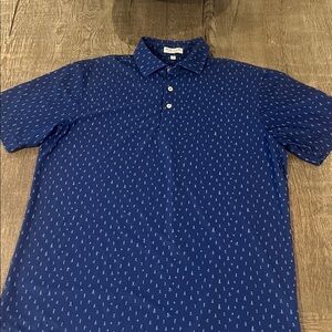 Peter Millar Mens Blue Golf Printer Summer Comfort Polo Size M
